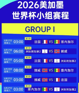 2026年世界杯预选赛赛事图